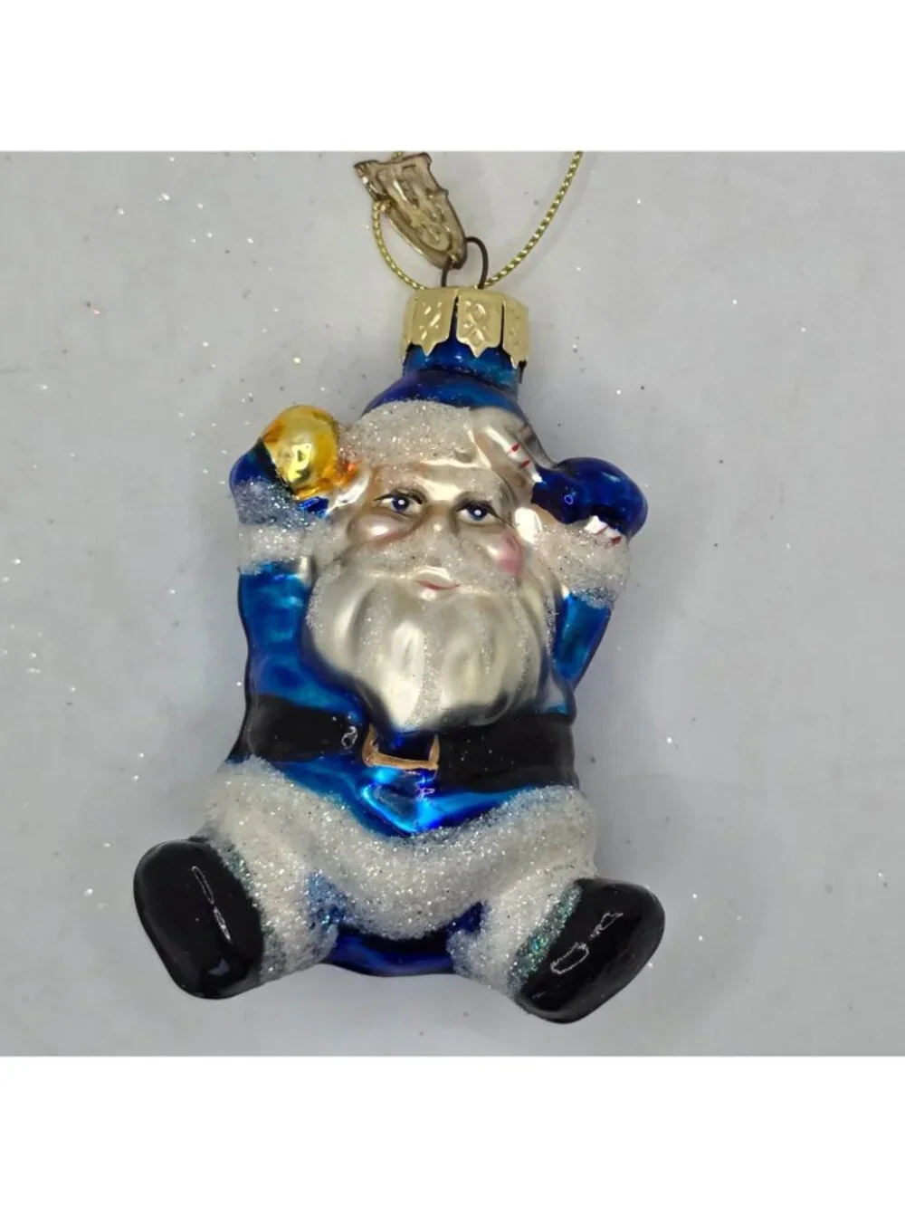 Christmas Ornament Glass Blue Santa Claus Thomas Pacconi Museum Series 2003 VTG